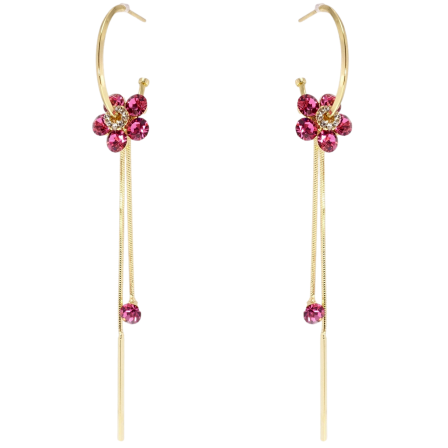 Серьги Xuping QQMM Позолота 14K пусеты Розовые кристальные цветочки на фото №1 Серьги Xuping QQMM Позолота 14K пусеты Розовые кристальные цветочки на фото №1