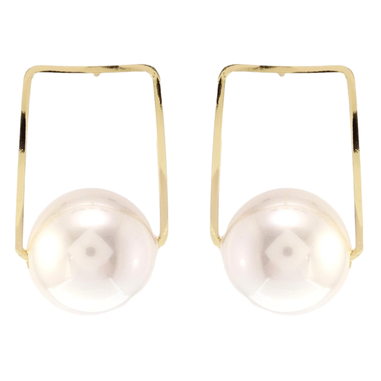 Серьги Xuping QQMM Позолота 14K пусеты Жемчужины на прямоугольниках фото №1 Серьги Xuping QQMM Позолота 14K пусеты Жемчужины на прямоугольниках фото №1