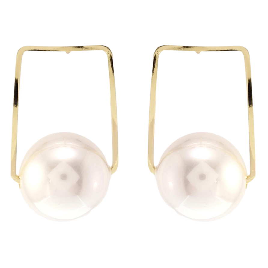 Серьги Xuping QQMM Позолота 14K пусеты Жемчужины на прямоугольниках фото №1 Серьги Xuping QQMM Позолота 14K пусеты Жемчужины на прямоугольниках фото №1