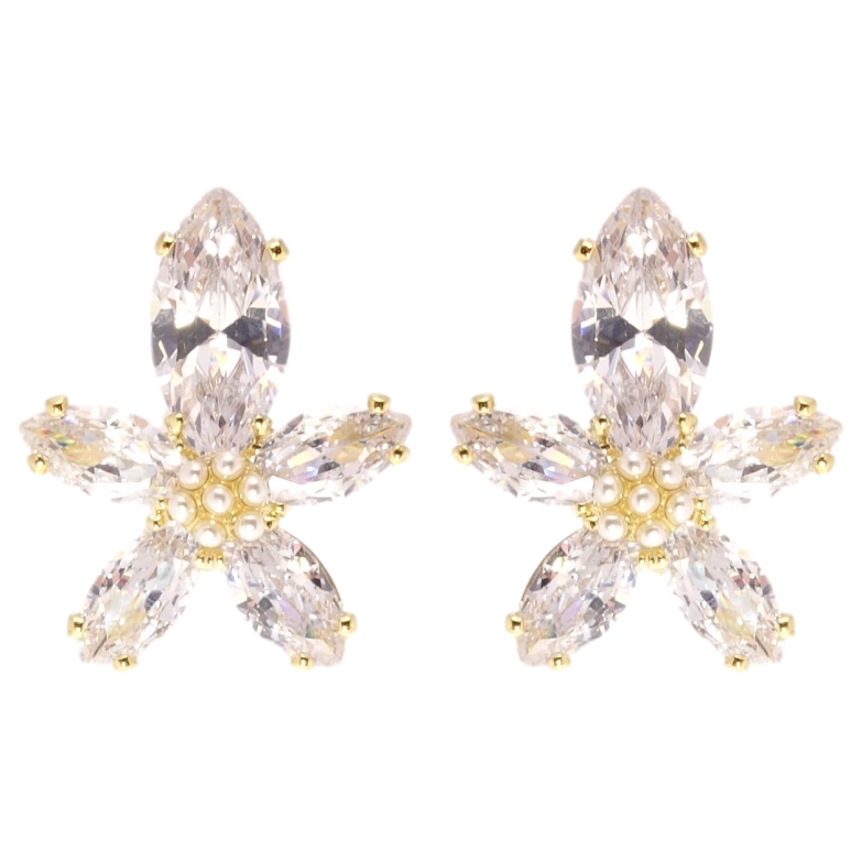 Серьги Xuping QQMM Позолота 14K пусеты Кристальные цветочки фото №4 Серьги Xuping QQMM Позолота 14K пусеты Кристальные цветочки фото №4