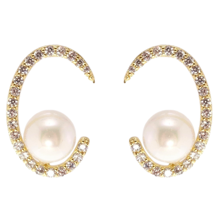 Сережки Xuping QQMM Позолота 14K пусети Дуги з перлами фото №23 Сережки Xuping QQMM Позолота 14K пусети Дуги з перлами фото №23