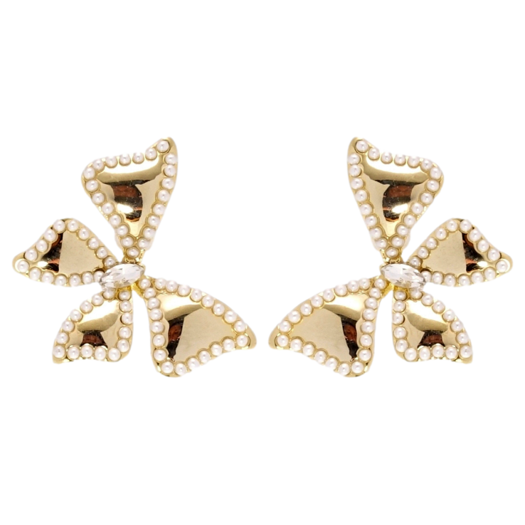 Сережки Xuping QQMM Позолота 14K пусети Метелики з дрібними перлами фото №23 Сережки Xuping QQMM Позолота 14K пусети Метелики з дрібними перлами фото №23