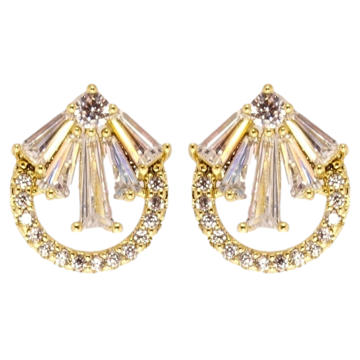 Сережки Xuping QQMM Позолота 14K пусети Іскристість фото №4 Сережки Xuping QQMM Позолота 14K пусети Іскристість фото №4