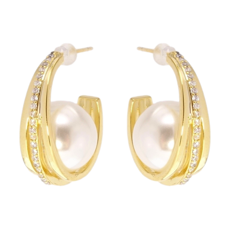 Сережки Xuping QQMM Позолота 14K пусети Дуги з перлинами фото №22 Сережки Xuping QQMM Позолота 14K пусети Дуги з перлинами фото №22