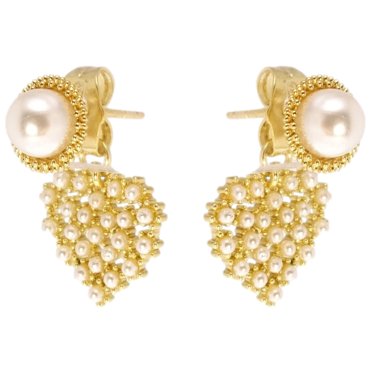 Сережки Xuping QQMM Позолота 14K пусети Перлинні серця фото №11 Сережки Xuping QQMM Позолота 14K пусети Перлинні серця фото №11