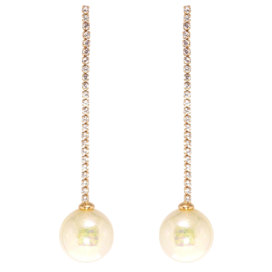 Сережки Xuping QQMM Позолота 18K пусети Бусина на доріжці цирконію ø 14мм фото №1 Сережки Xuping QQMM Позолота 18K пусети Бусина на доріжці цирконію ø 14мм фото №1