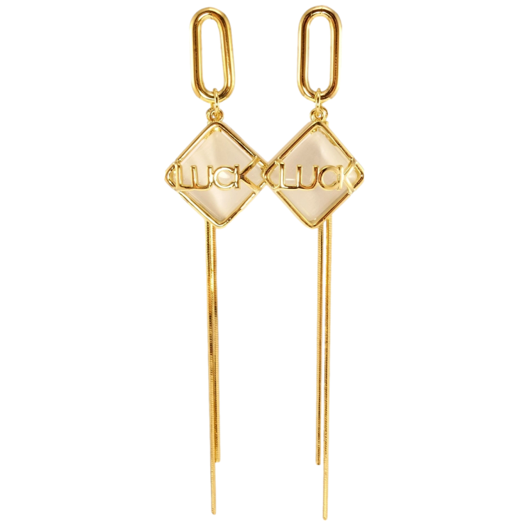 Серьги Xuping QQMM Позолота 14K пусеты Luck фото №5