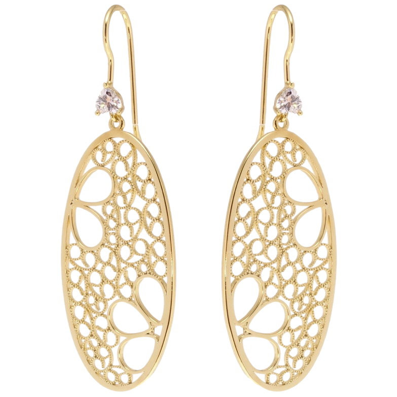 Серьги Xuping QQMM Позолота 14K французский замок Ажурные овалы фото №1