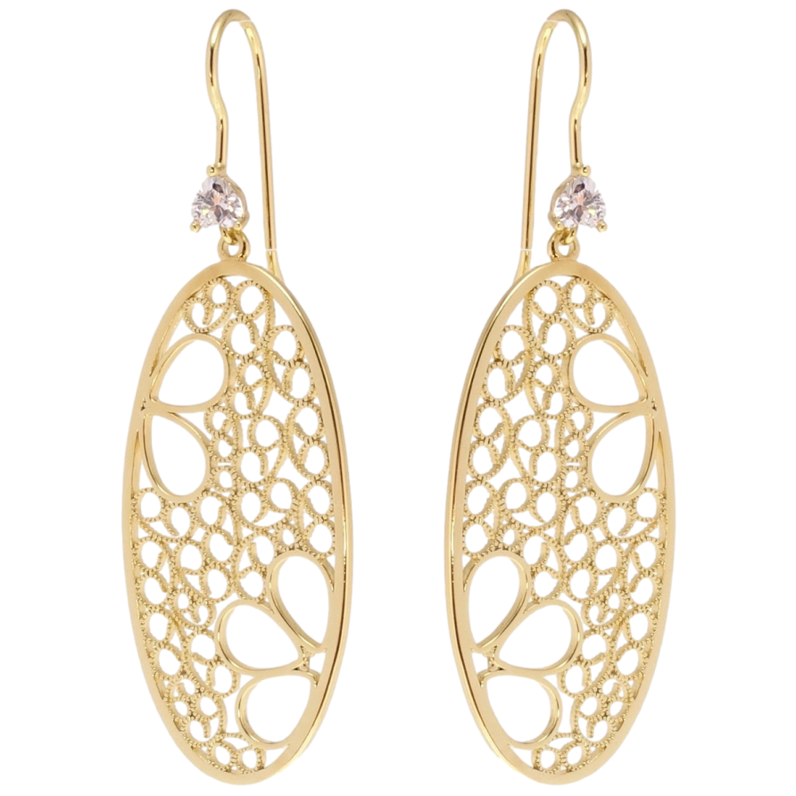 Сережки Xuping QQMM Позолота 14K французький замок Ажурні овали фото №1 Сережки Xuping QQMM Позолота 14K французький замок Ажурні овали фото №1