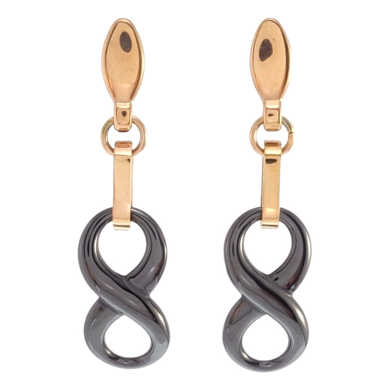 Серьги Xuping TTM Stainless Steel цвет РО пусеты Восьмерки черная керамика фото №1