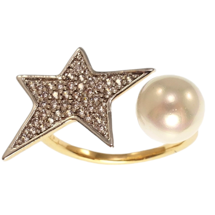 Каблучка Xuping Позолота + Родій Зірка з перлиною фото №6