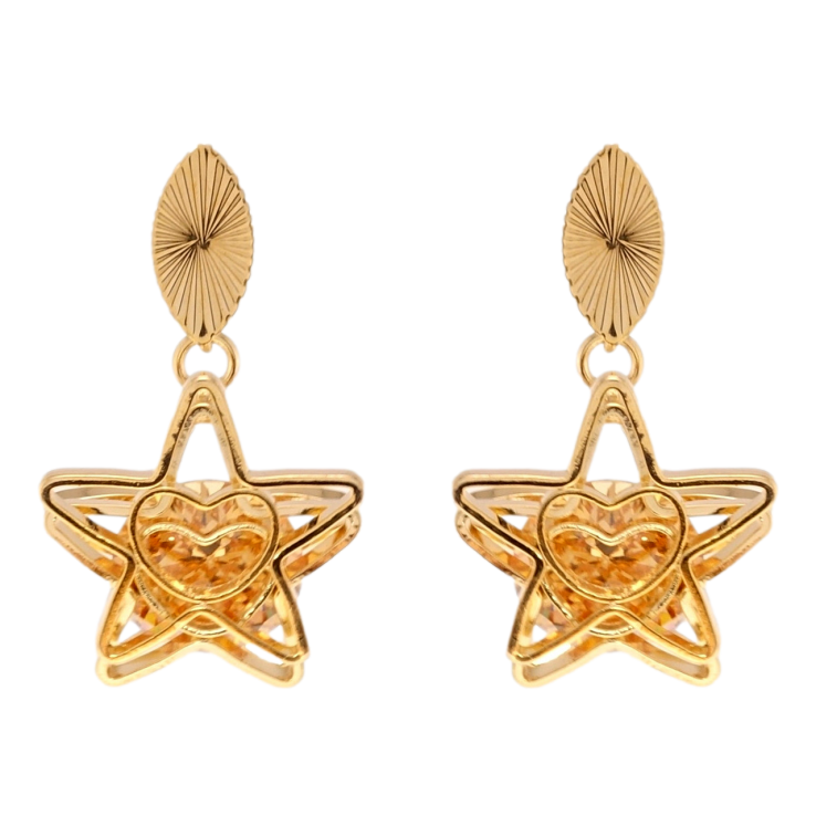 Серьги Xuping Позолота 18K пусеты Звезды с янтарными кристаллами фото №11 Серьги Xuping Позолота 18K пусеты Звезды с янтарными кристаллами фото №11