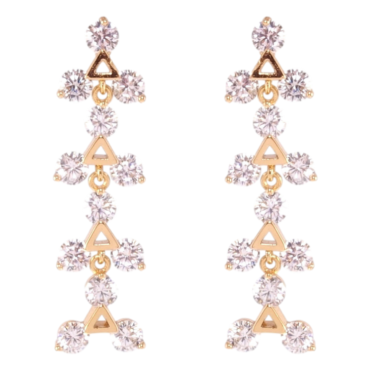 Серьги Xuping Позолота 18K пусеты Треугольники с кристаллами фото №24