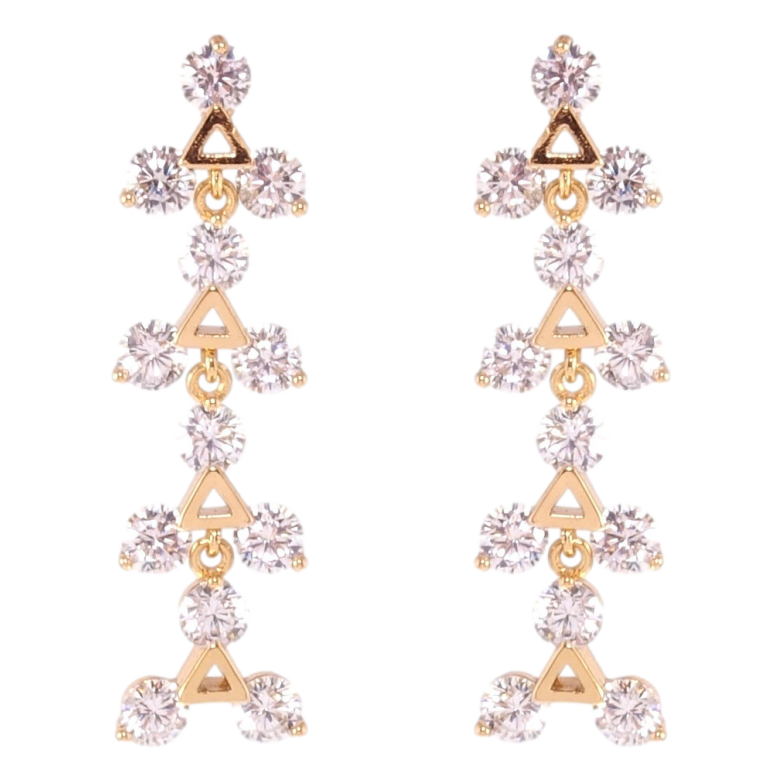 Серьги Xuping Позолота 18K пусеты Треугольники с кристаллами фото №1