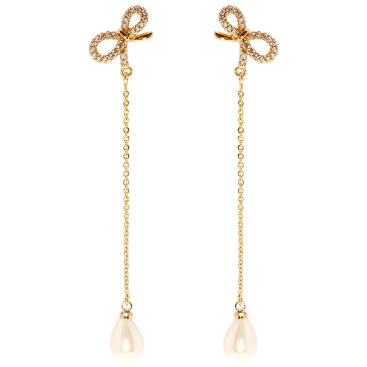 Серьги Xuping Позолота 18K пусеты Бантики с жемчужными подвесками фото №15 Серьги Xuping Позолота 18K пусеты Бантики с жемчужными подвесками фото №15