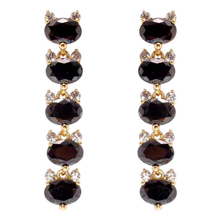 Серьги Xuping Позолота 18K пусеты Черные кристальные кошки фото №23