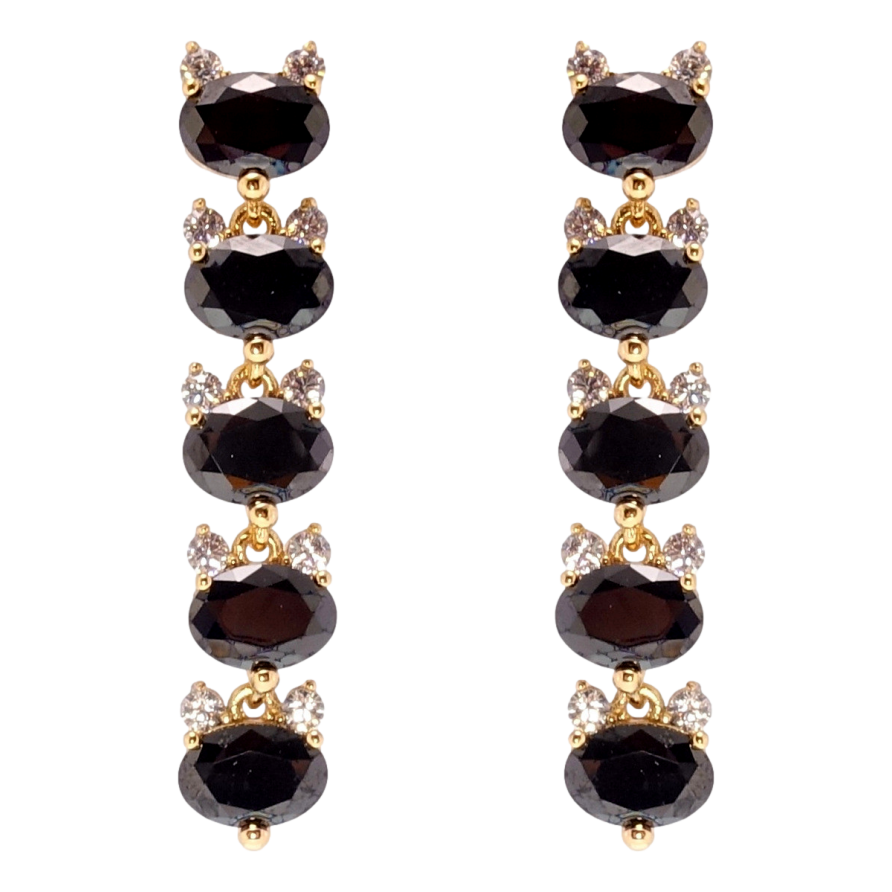 Серьги Xuping Позолота 18K пусеты Черные кристальные кошки фото №1