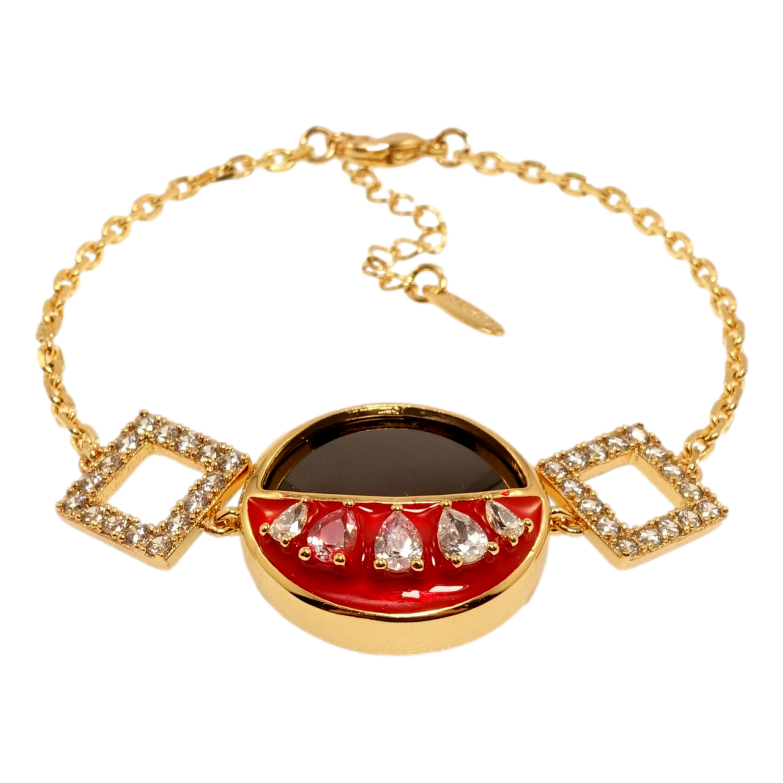 Браслет Xuping Позолота 18K Плетение Якорное с декоративной вставкой длина с доп.цеп. 16-19см х 2мм фото №1