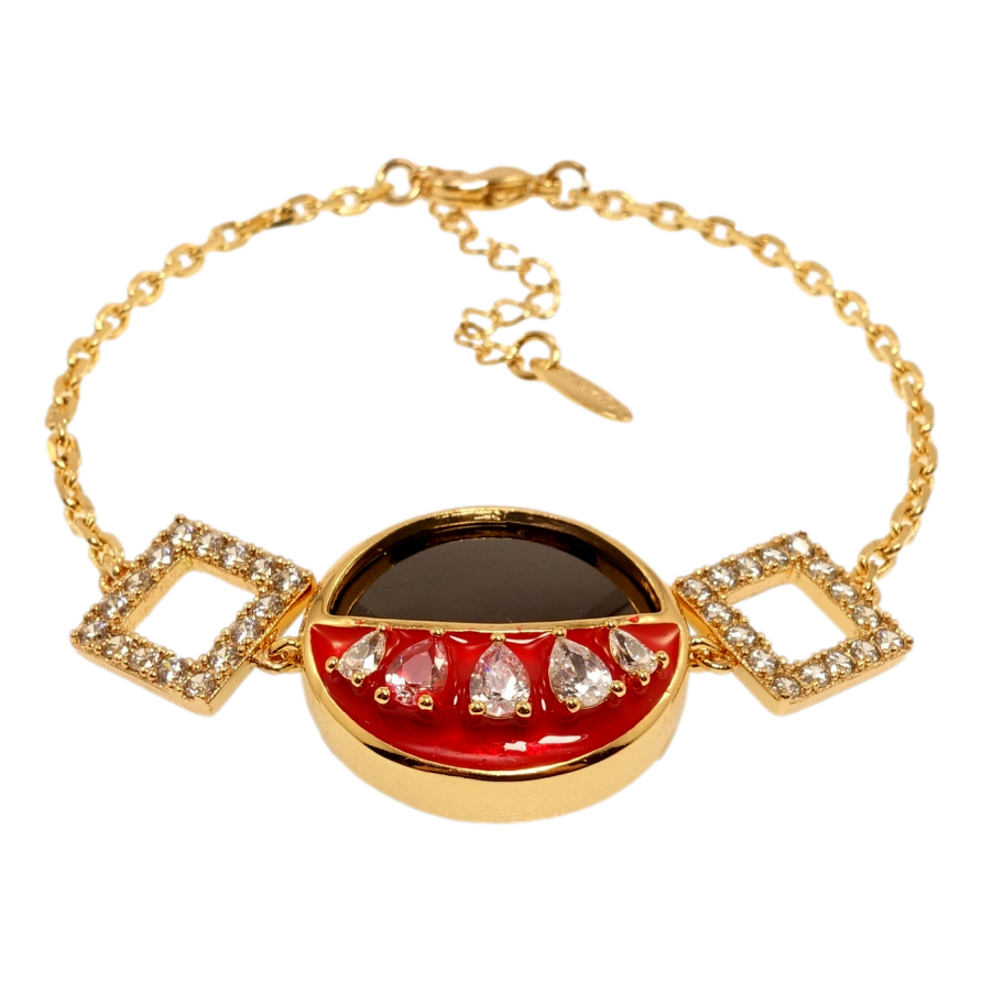 Браслет Xuping Позолота 18K Плетение Якорное с декоративной вставкой длина с доп.цеп. 16-19см х 2мм фото №1