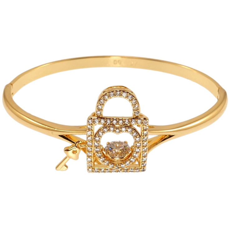Браслет Xuping Позолота 18K Замочек с Танцующим кристаллом и ключиком ø 6см фото №18 Браслет Xuping Позолота 18K Замочек с Танцующим кристаллом и ключиком ø 6см фото №18