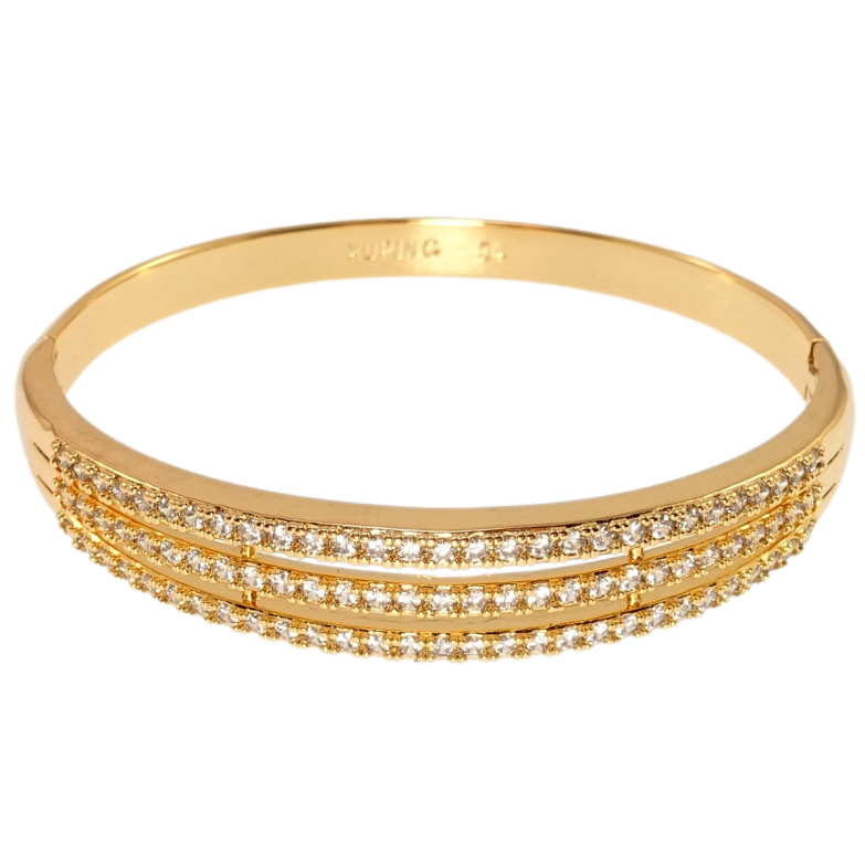 Браслет Xuping Позолота 18K Дорожки циркония ø 5,4см фото №1 Браслет Xuping Позолота 18K Дорожки циркония ø 5,4см фото №1