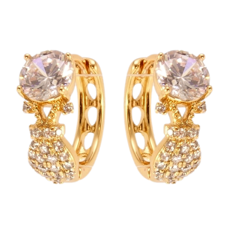 Сережки Xuping Позолота 18K колечка Кристальна фантазія фото №1 Сережки Xuping Позолота 18K колечка Кристальна фантазія фото №1