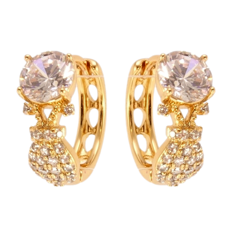 Сережки Xuping Позолота 18K колечка Кристальна фантазія фото №1 Сережки Xuping Позолота 18K колечка Кристальна фантазія фото №1