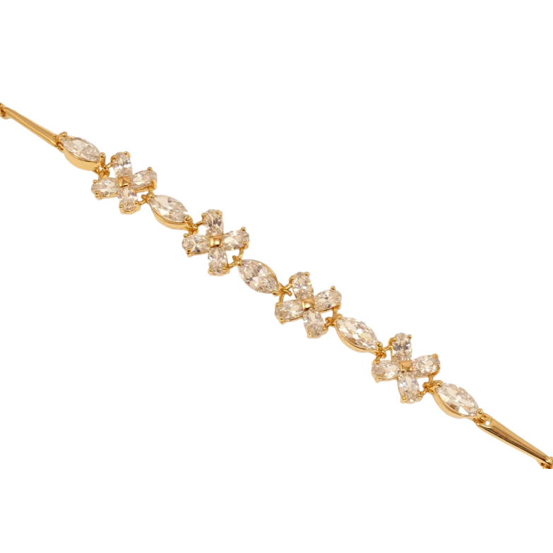 Браслет Xuping Позолота 18K Кристальные цветочки длина с доп.замком 17.5,20.5см х 3мм фото №1