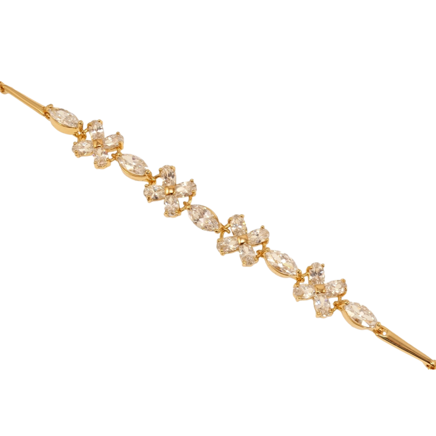 Браслет Xuping Позолота 18K Кристальные цветочки длина с доп.замком 17.5,20.5см х 3мм фото №1