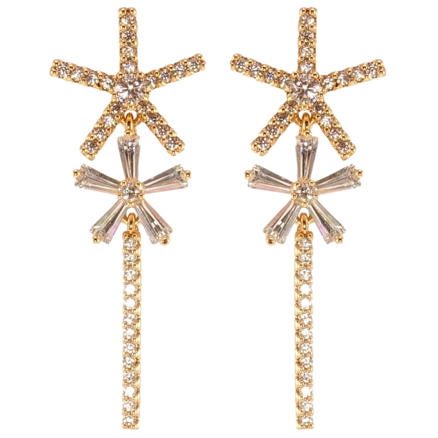 Сережки Xuping QQMM Позолота 18K пусети Зірочки з цирконієм фото №1