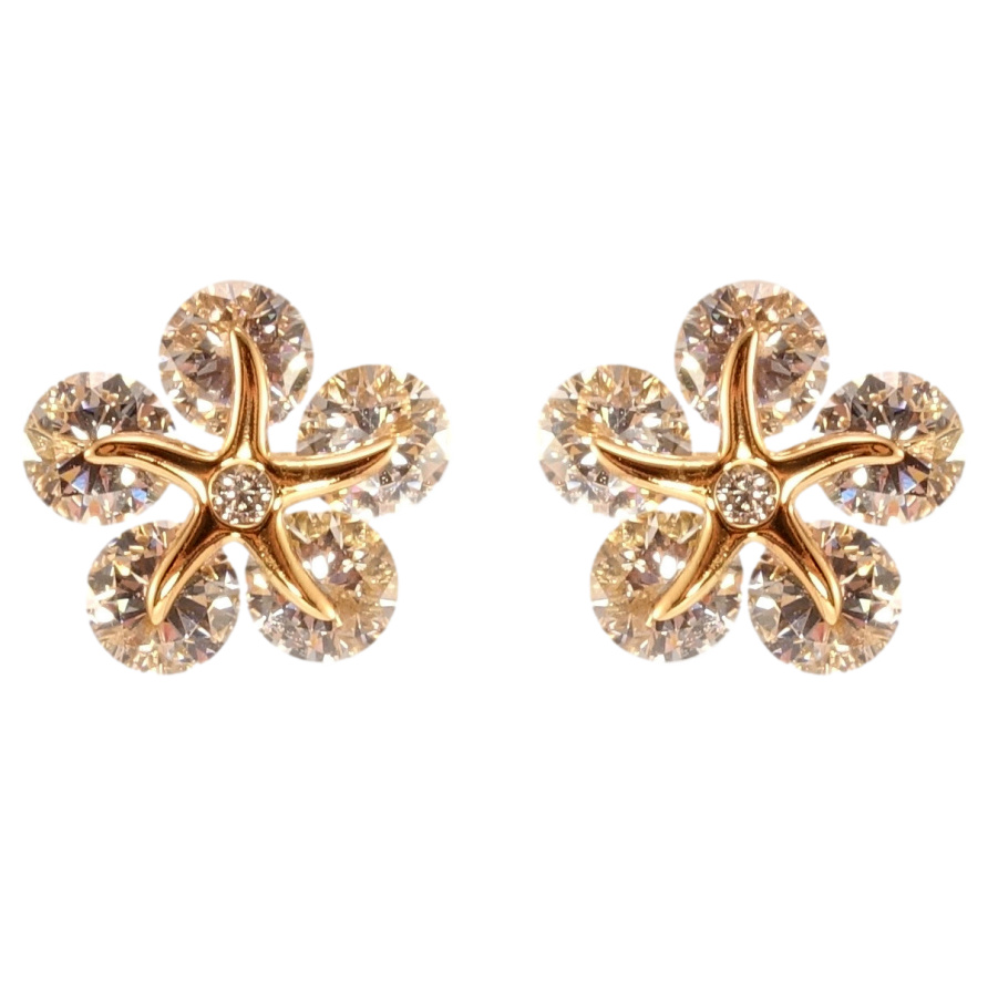 Сережки Xuping QQMM Позолота 18K пусети Кристальні квіточки фото №1 Сережки Xuping QQMM Позолота 18K пусети Кристальні квіточки фото №1