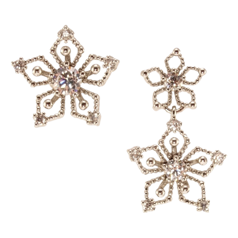 Серьги Xuping QQMM Родий пусеты Ассиметричные цветочки фото №1 Серьги Xuping QQMM Родий пусеты Ассиметричные цветочки фото №1