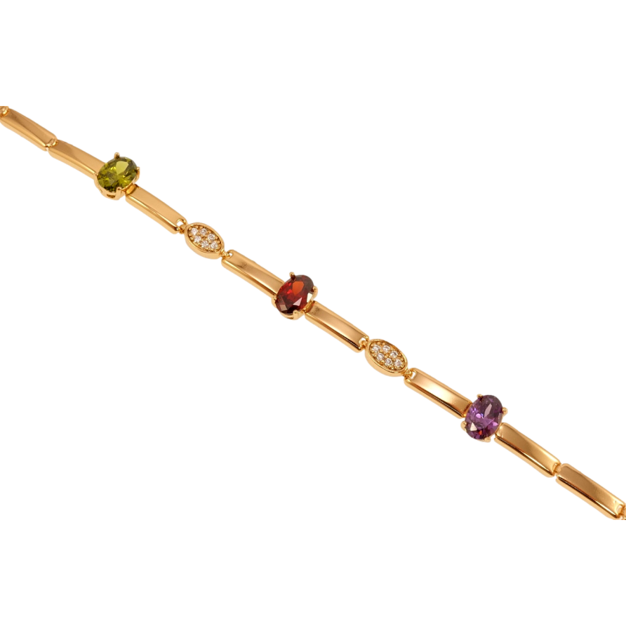 Браслет Xuping Позолота 18K Лаконичность с цветными фианитами длина 19.5см х 4-5мм фото №1 Браслет Xuping Позолота 18K Лаконичность с цветными фианитами длина 19.5см х 4-5мм фото №1