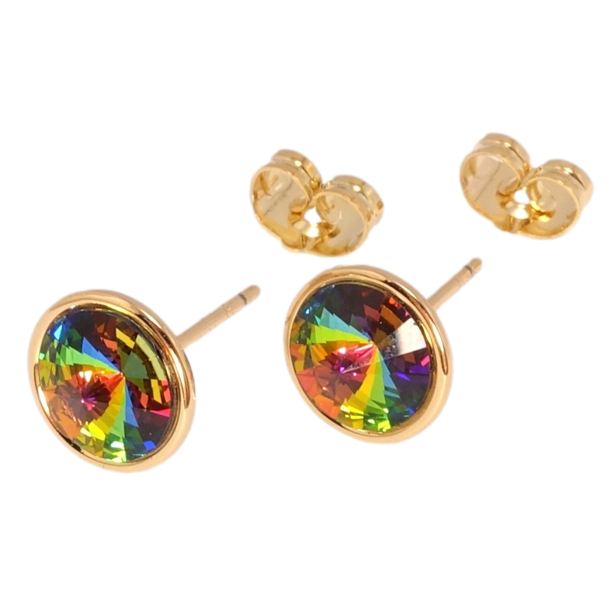 Серьги Xuping цвет 18K с кристаллами Swarovski пусеты Кристалл Vitrail Medium ø 10мм фото №1