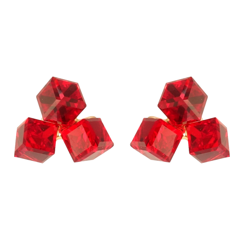 Серьги Xuping цвет 18K с кристаллами Swarovski пусеты Три кристальных кубика Siam фото №1