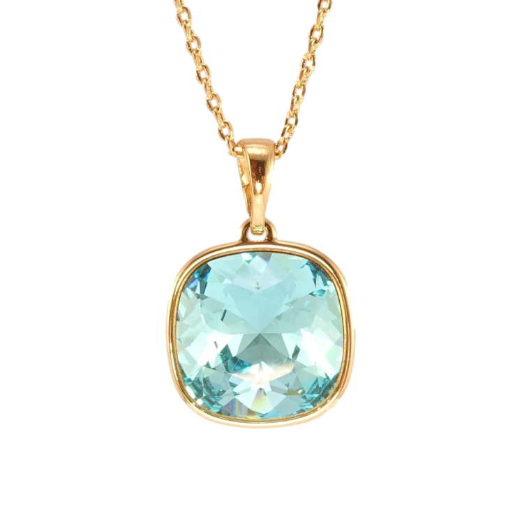 Кулон Xuping колір 18K з кр-ми Swarovski на ланцюжку Кристал Light Turquoise 14х14мм довжина 41-46см фото №6