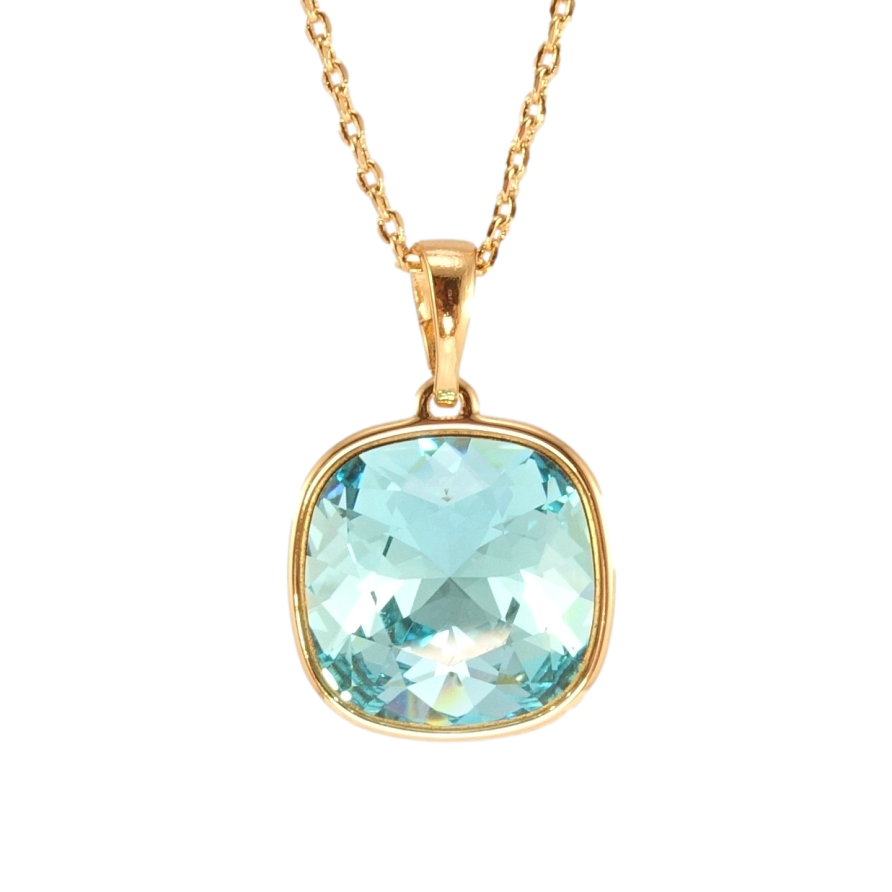 Кулон Xuping колір 18K з кр-ми Swarovski на ланцюжку Кристал Light Turquoise 14х14мм довжина 41-46см фото №1