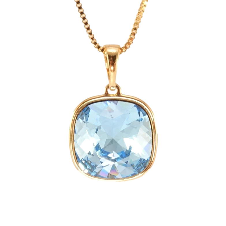 Кулон Xuping колір 18K з кр-ми Swarovski на ланцюжку Кристал Aquamarine 14х14мм довжина 40-45см фото №1