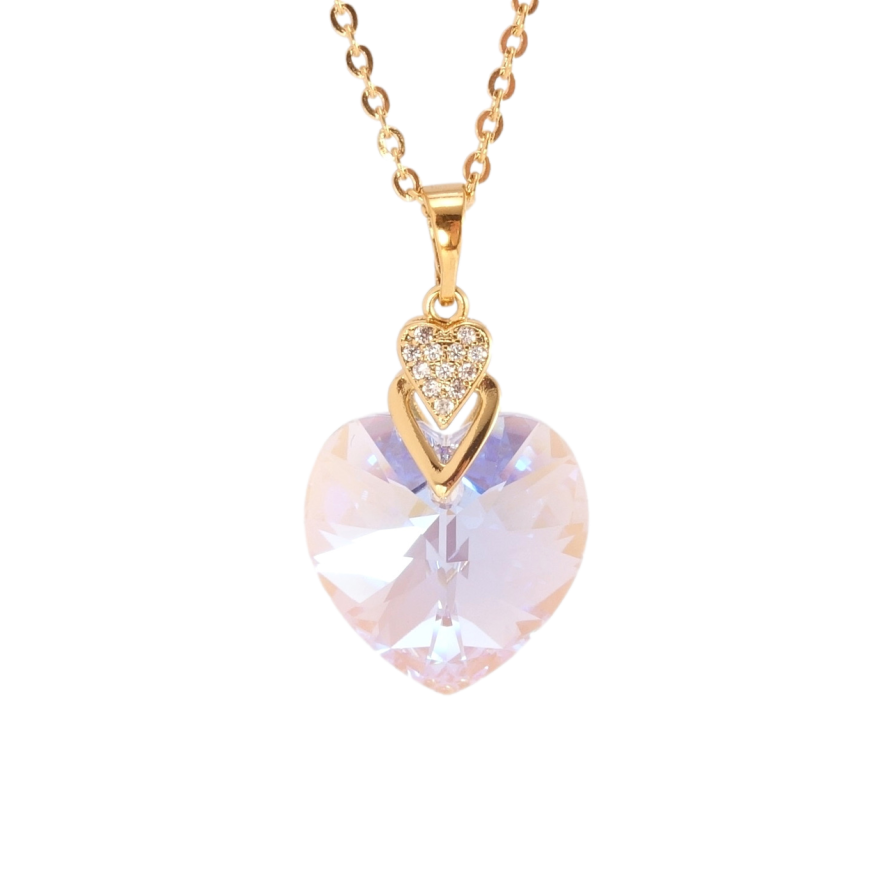 Кулон Xuping цвет 18K с кр-ми Swarovski на цепочке Кристальное сердце Lavender Delite длина 40-45см фото №1