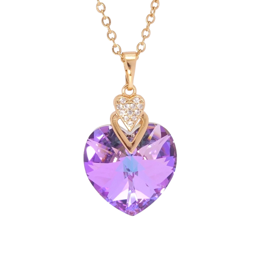 Кулон Xuping колір 18K з кр-ми Swarovski на ланцюжку Кристальне серце Heliotrope довжина 40-45см фото №1