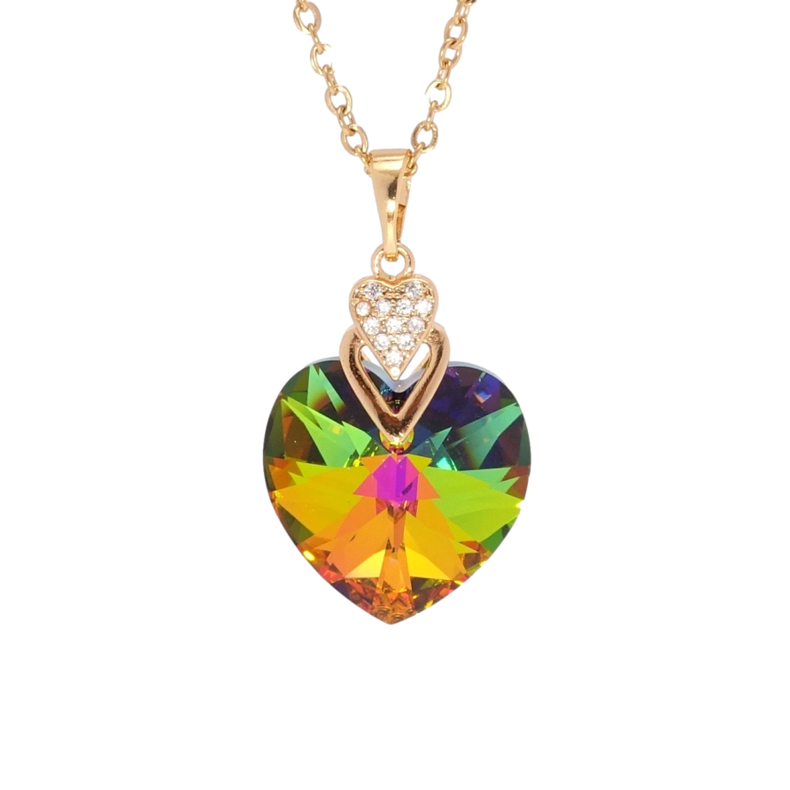 Кулон Xuping цвет 18K с кр-ми Swarovski на цепочке Кристальное сердце Vitrail Medium длина 40-45см фото №1