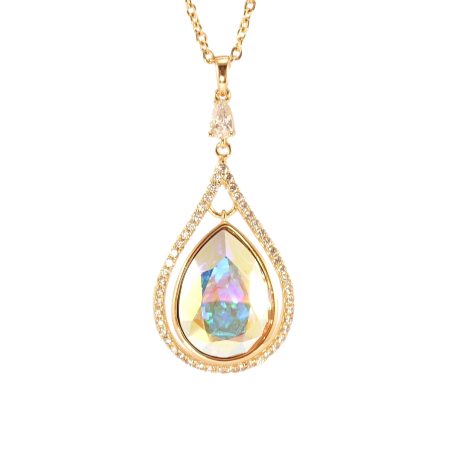 Кулон Xuping цвет 18K с кр-ми Swarovski на цепочке Изящная капелька с кристаллом АВ длина 40-45см фото №1