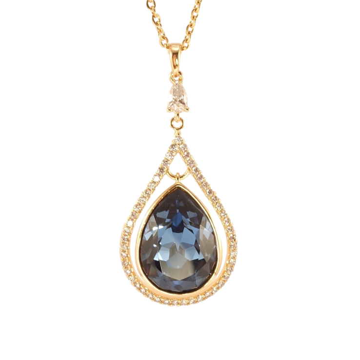 Кулон Xuping цвет 18K с кр-ми Swarovski на цепочке Изящная капелька с кристаллом Montana длина 40-45см фото №4