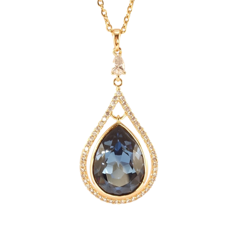 Кулон Xuping цвет 18K с кр-ми Swarovski на цепочке Изящная капелька с кристаллом Montana длина 40-45см фото №1 Кулон Xuping цвет 18K с кр-ми Swarovski на цепочке Изящная капелька с кристаллом Montana длина 40-45см фото №1