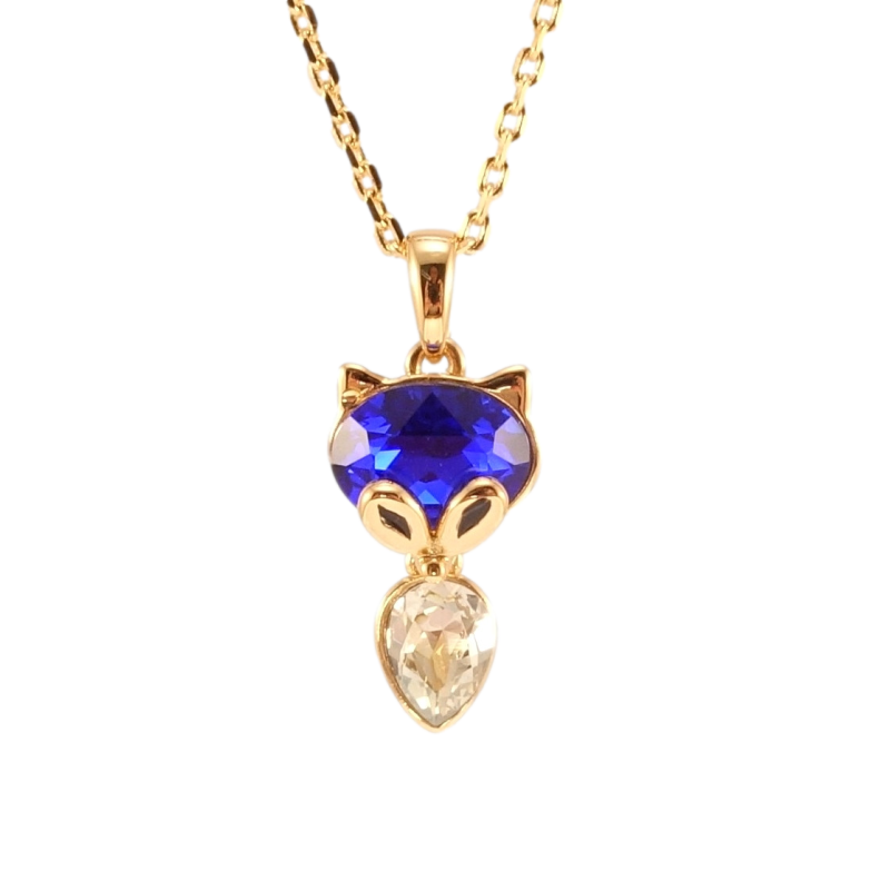 Кулон Xuping колір 18K з кр-ми Swarovski на ланцюжку Лиса з кристалами Clear та Capri Blue довжина 40-45см фото №1