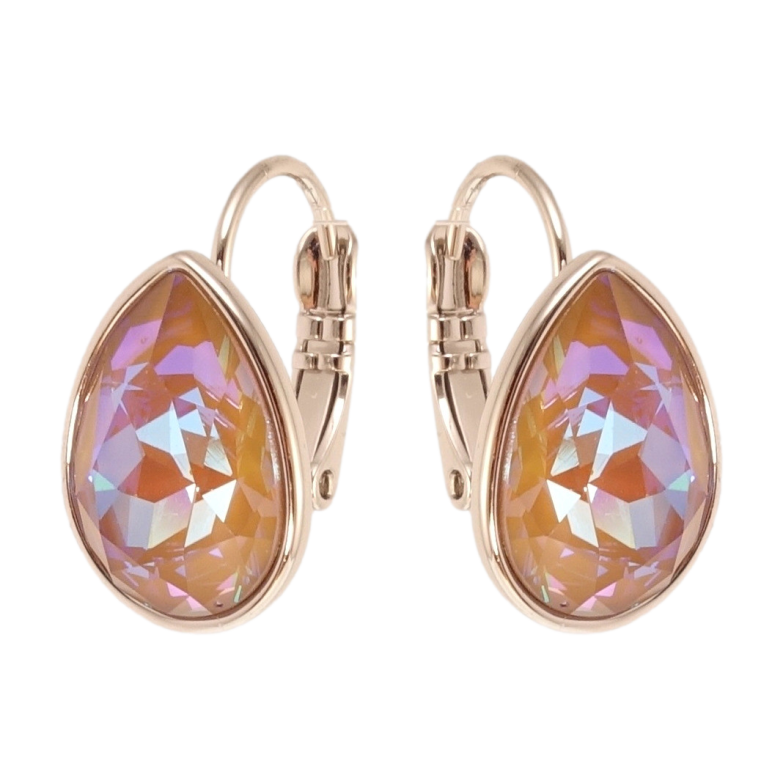 Сережки Xuping колір Родій з кристалами Swarovski французький замок Кристальна крапелька Cappuccino Delite фото №1