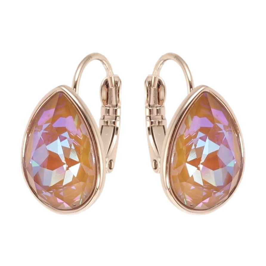 Серьги Xuping цвет Родий с кристаллами Swarovski французский замок Кристальная капелька Cappuccino Delite фото №1