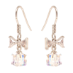 Серьги Xuping цвет Родий с кристаллами Swarovski французский замок "Кристальные кубики Shimmer с бантами" фото №2
