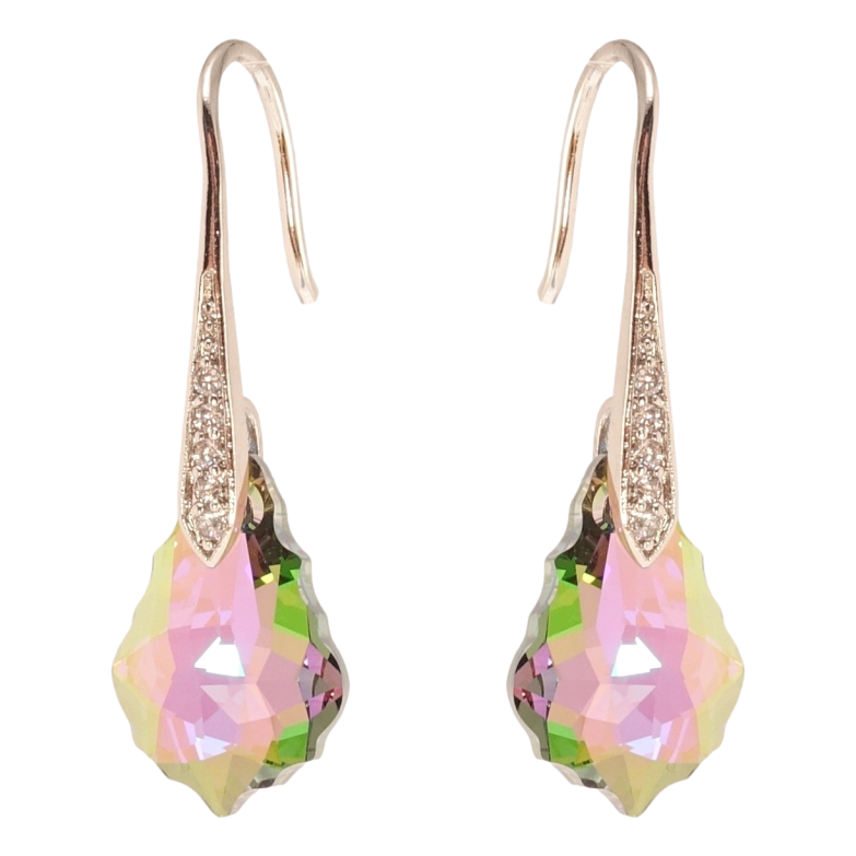 Сережки Xuping колір Родій з кристалами Swarovski французький замок Фігурний кристал Vitrail Light фото №1