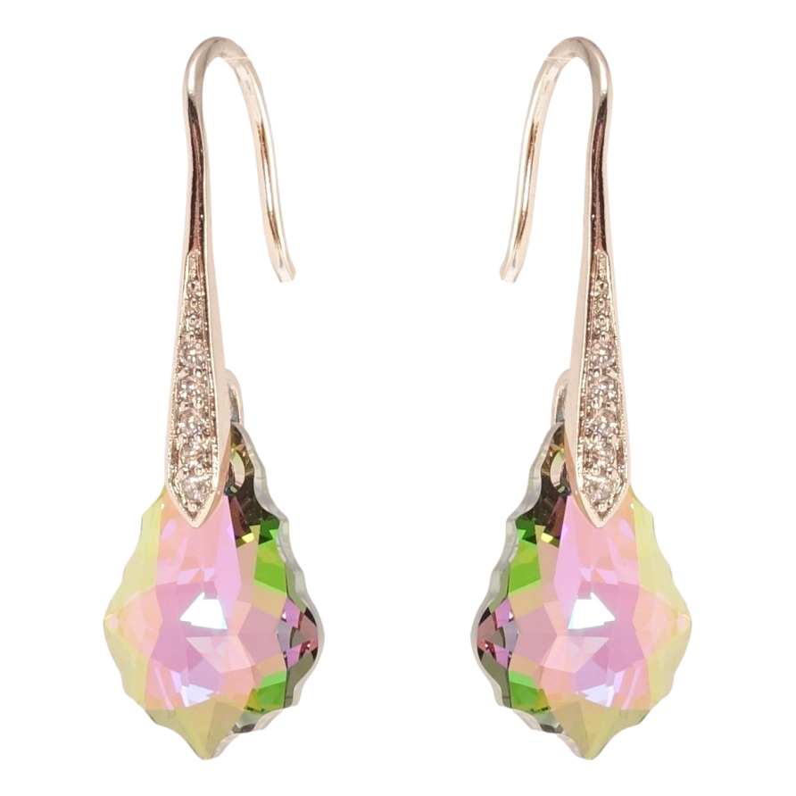 Сережки Xuping колір Родій з кристалами Swarovski французький замок Фігурний кристал Vitrail Light фото №1 Сережки Xuping колір Родій з кристалами Swarovski французький замок Фігурний кристал Vitrail Light фото №1